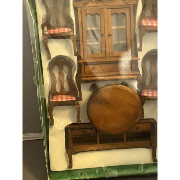 VTG NEW Albert E Price Doll House Furniture 7 Piece Brown Dining Room - Picture 5 of 7